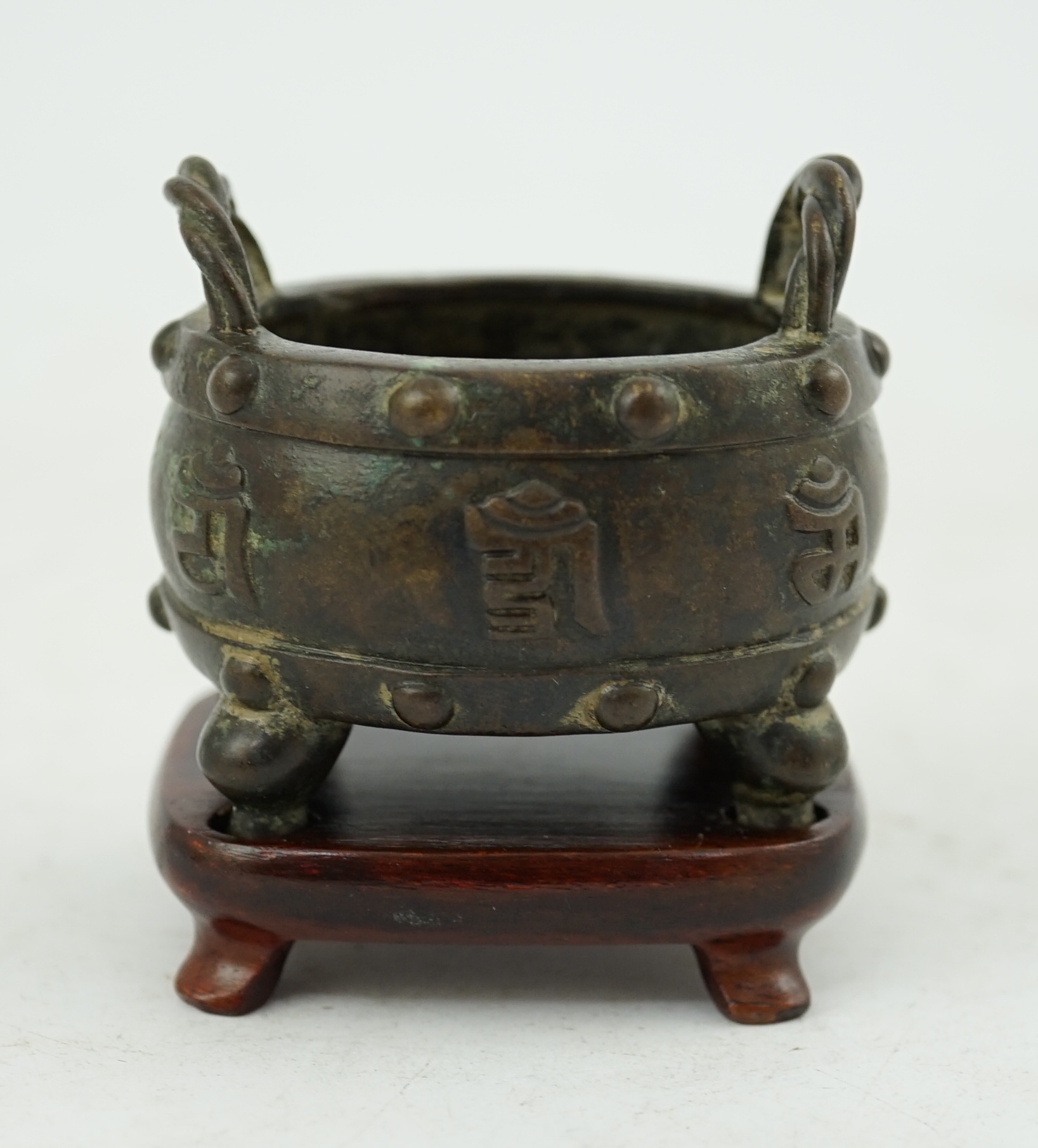 A Chinese miniature bronze censer, Xuande mark, probably 17th/18th century